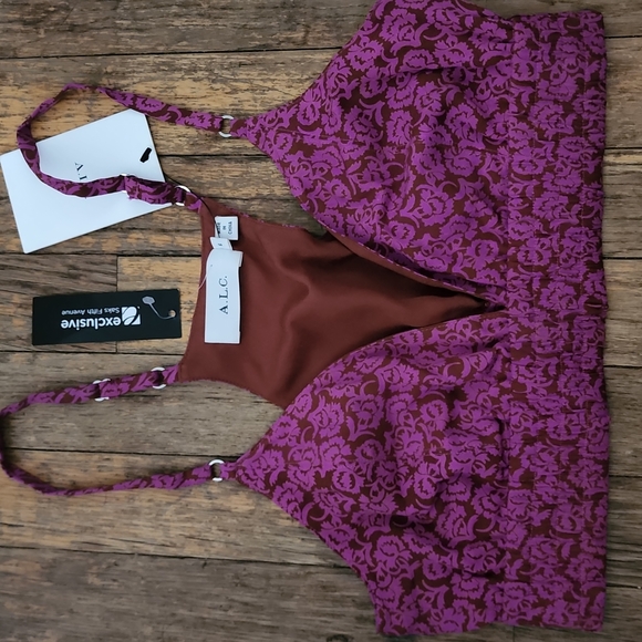New! A.L.C. Titus Linen Printed Bra - Picture 1 of 3